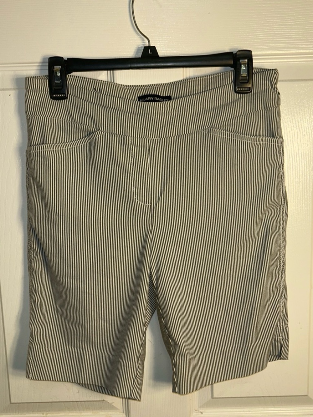 Hilary Radley Black and White Pinstripe Shorts